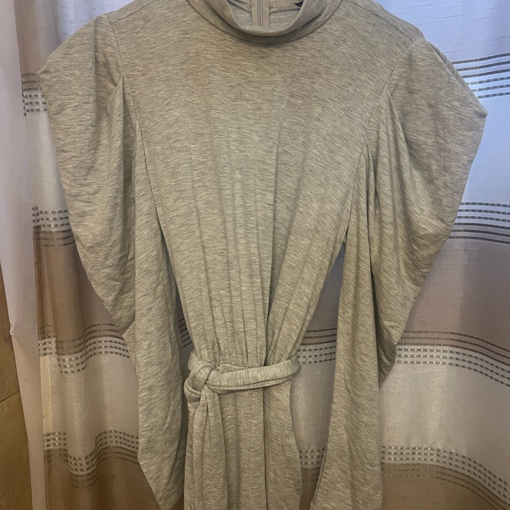 Gray Belted Tunic with Flutter Sleeves Jumpsuit ❤️🌺